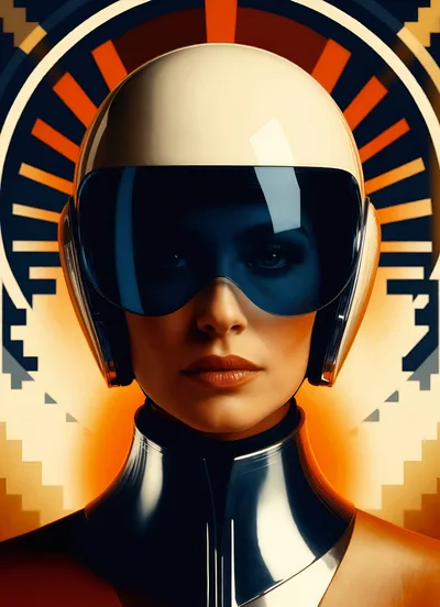 Futuristic Female Pilot With Retro Sci-Fi Helmet