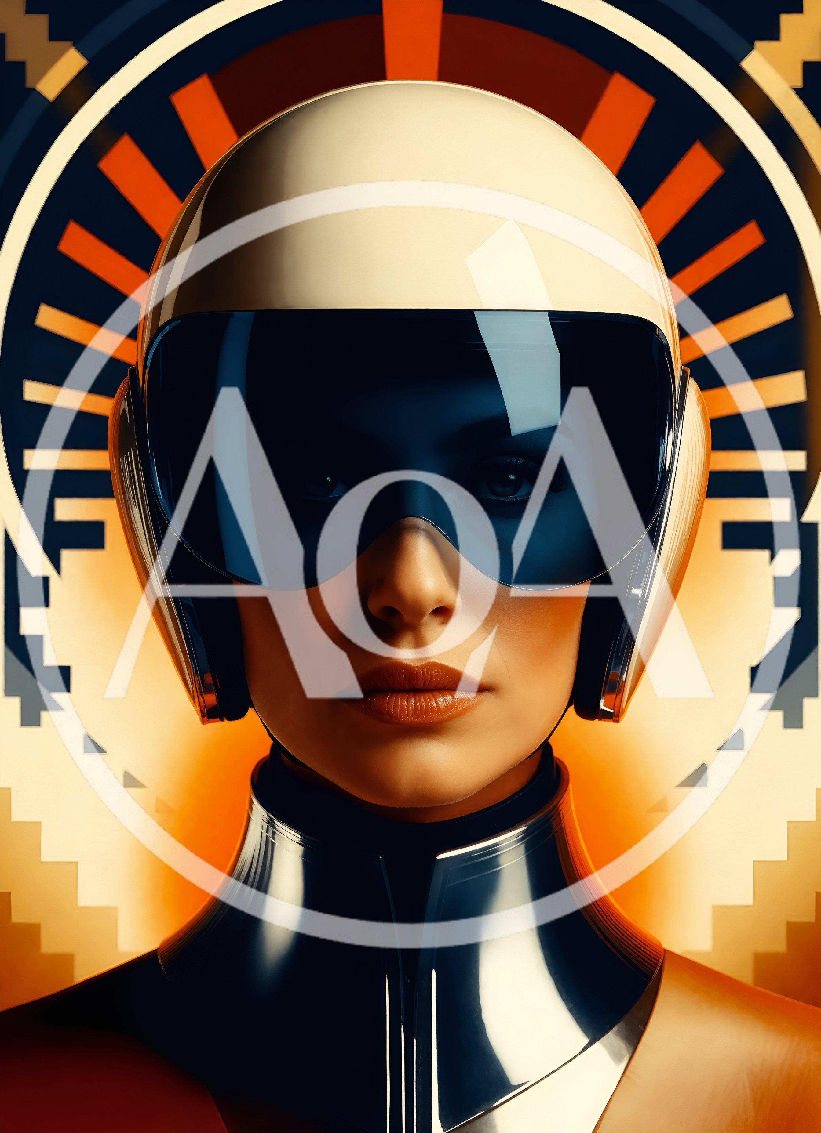 Futuristic Female Pilot With Retro Sci-Fi Helmet
