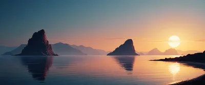 Serene Sunset Over Coastal Sea Stacks