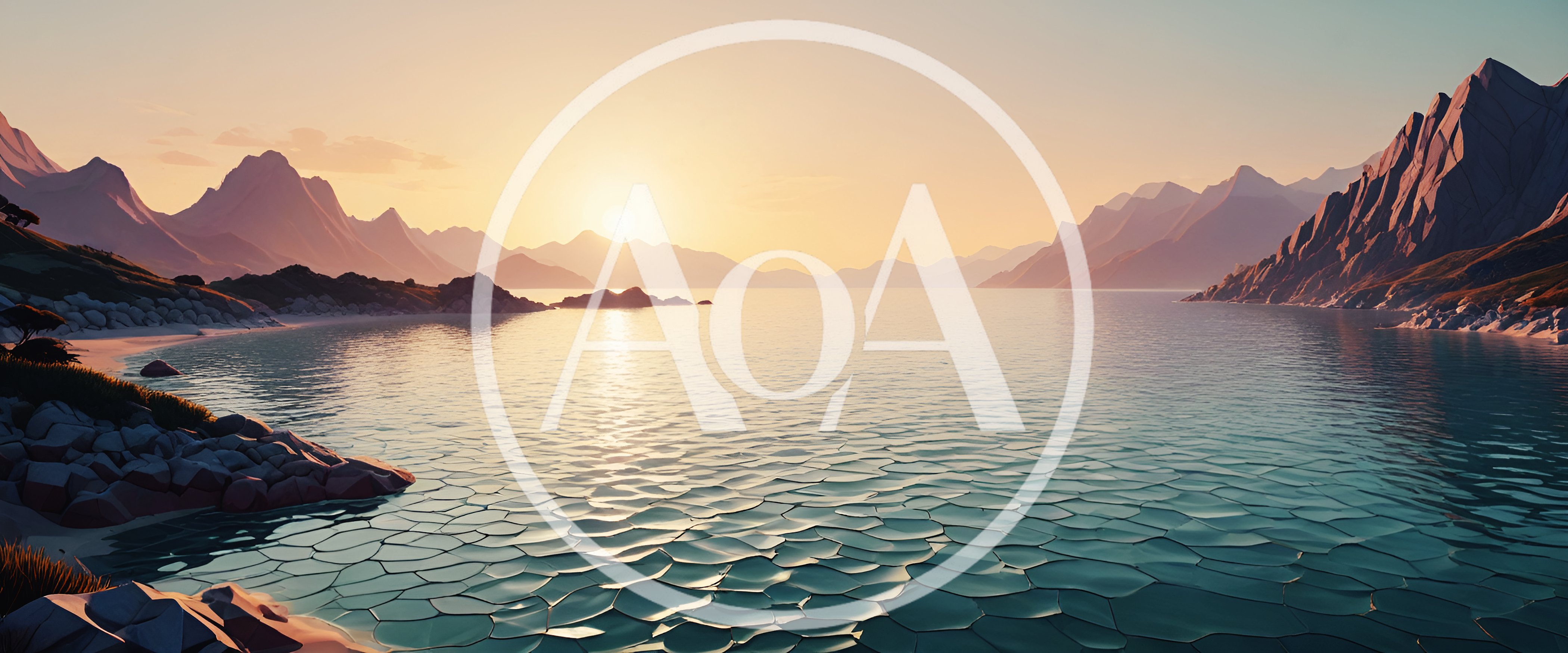 Serene Sunset Over Calm Coastal Mountain Landscape