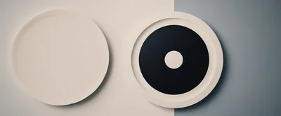Minimalist Abstract 3D Circles On Split Background
