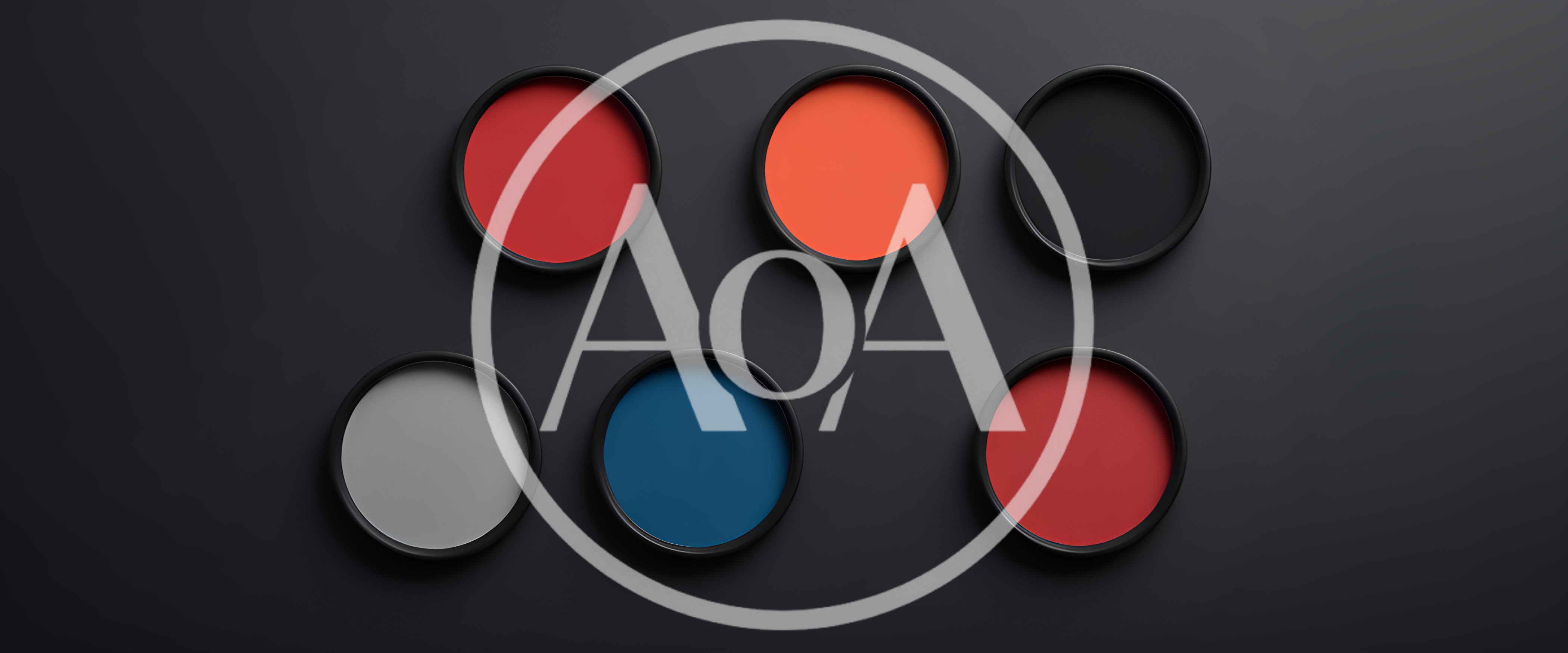 Six Colorful Circular Buttons On A Dark Background