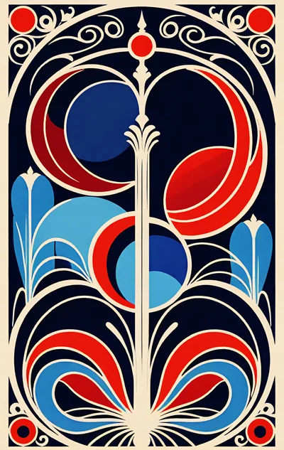 Art Deco Abstract Floral Pattern Illustration
