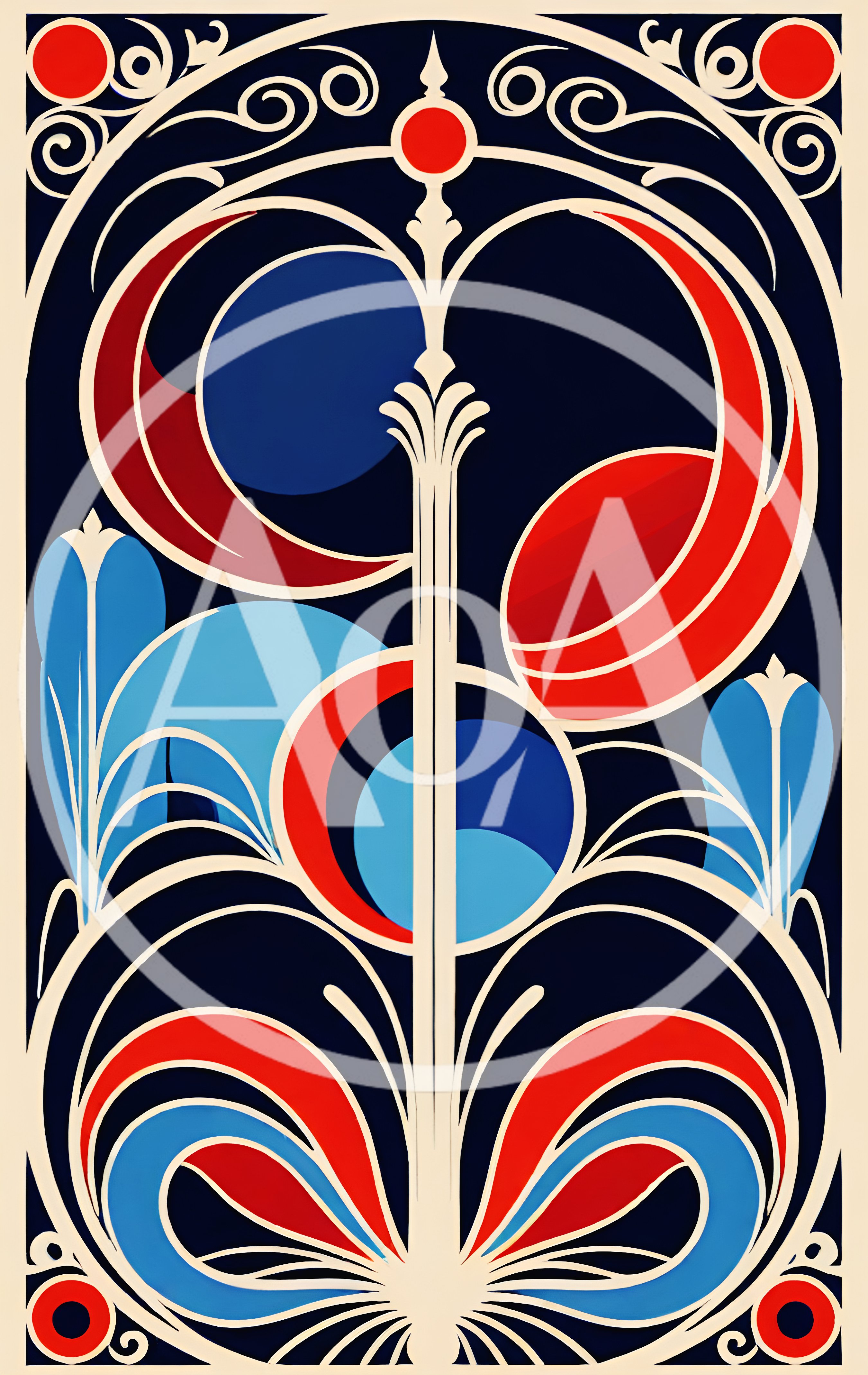 Art Deco Abstract Floral Pattern Illustration