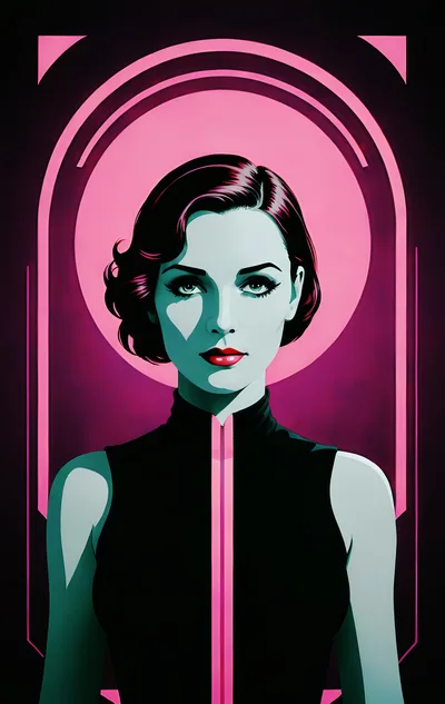 Stylized Portrait Of A Woman In Retro Futuristic Style
