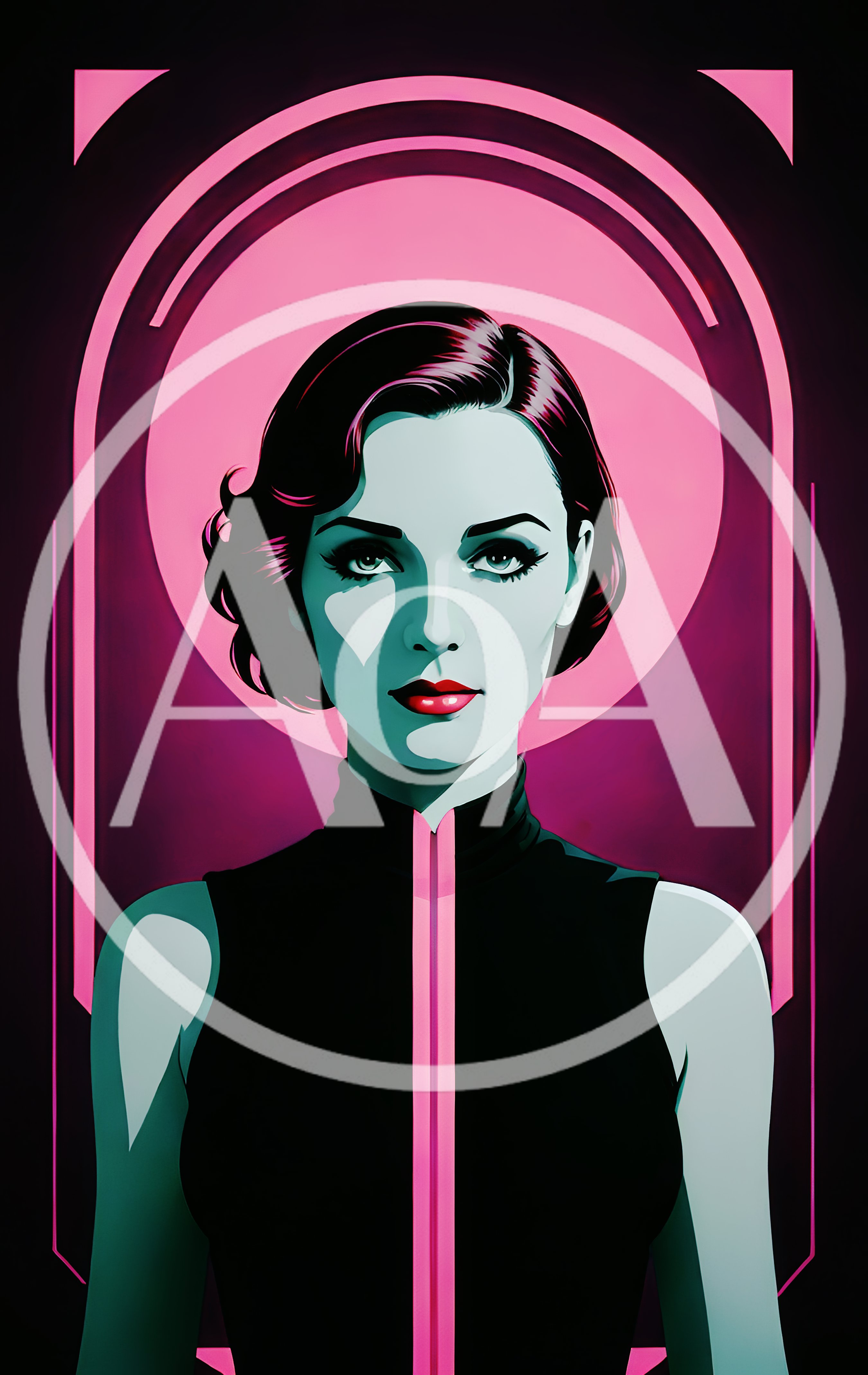 Stylized Portrait Of A Woman In Retro Futuristic Style