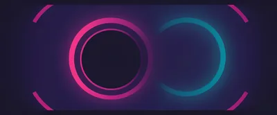 Abstract Neon Glowing Circles On Dark Background