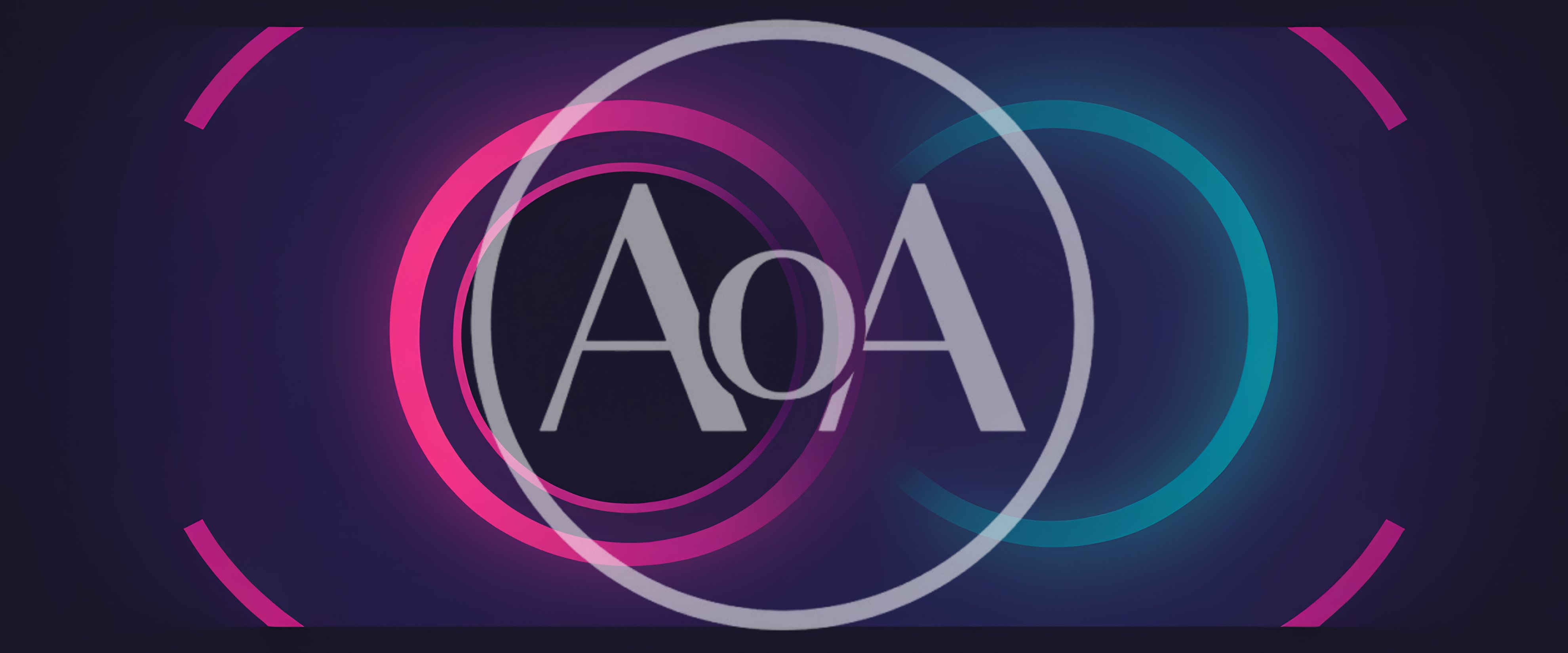 Abstract Neon Glowing Circles On Dark Background
