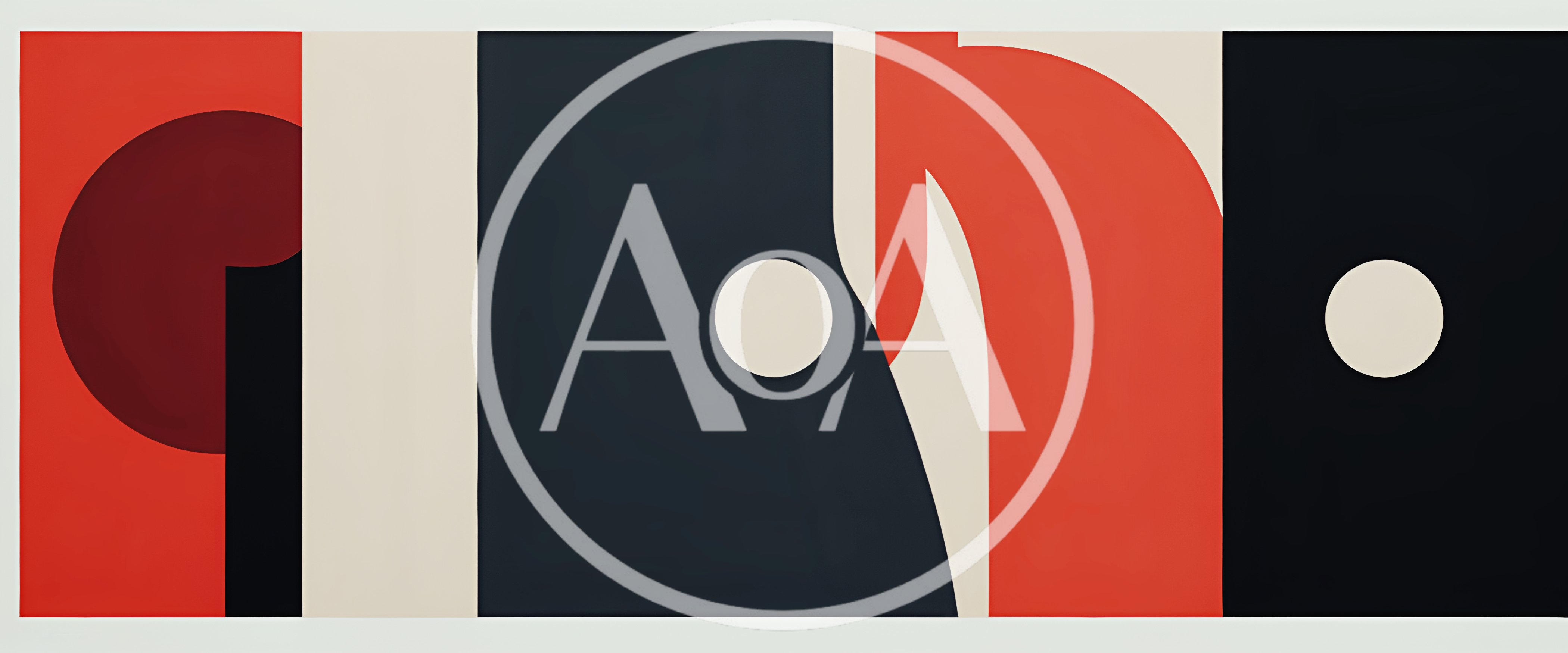 Abstract Geometric Composition With Red And Black Shapes
