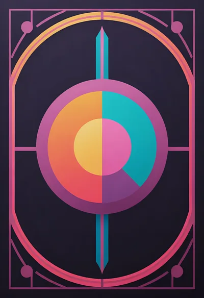 Abstract Geometric Card Design With Circular Color Palette