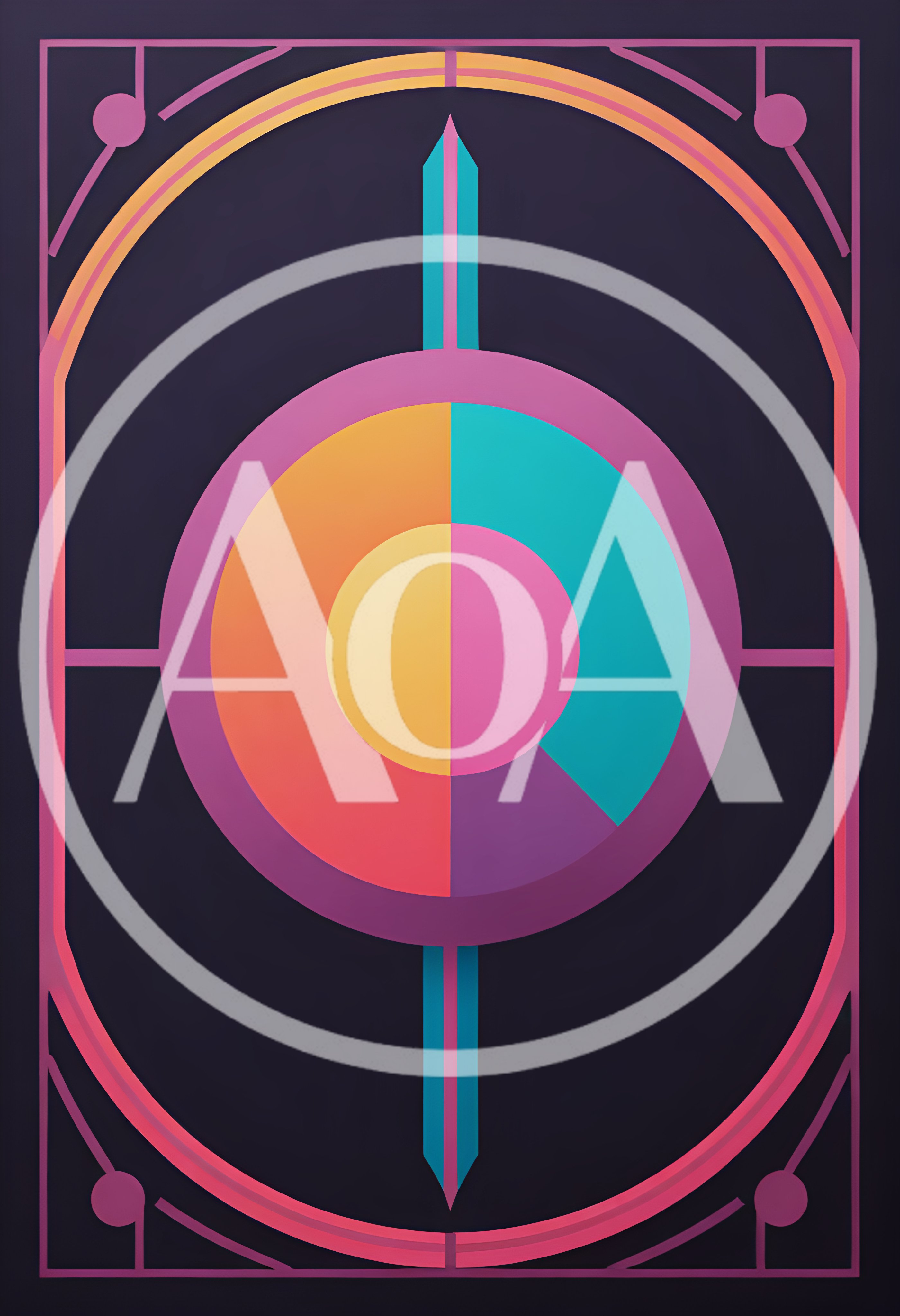 Abstract Geometric Card Design With Circular Color Palette