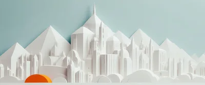Paper Craft Cityscape With Orange Sun