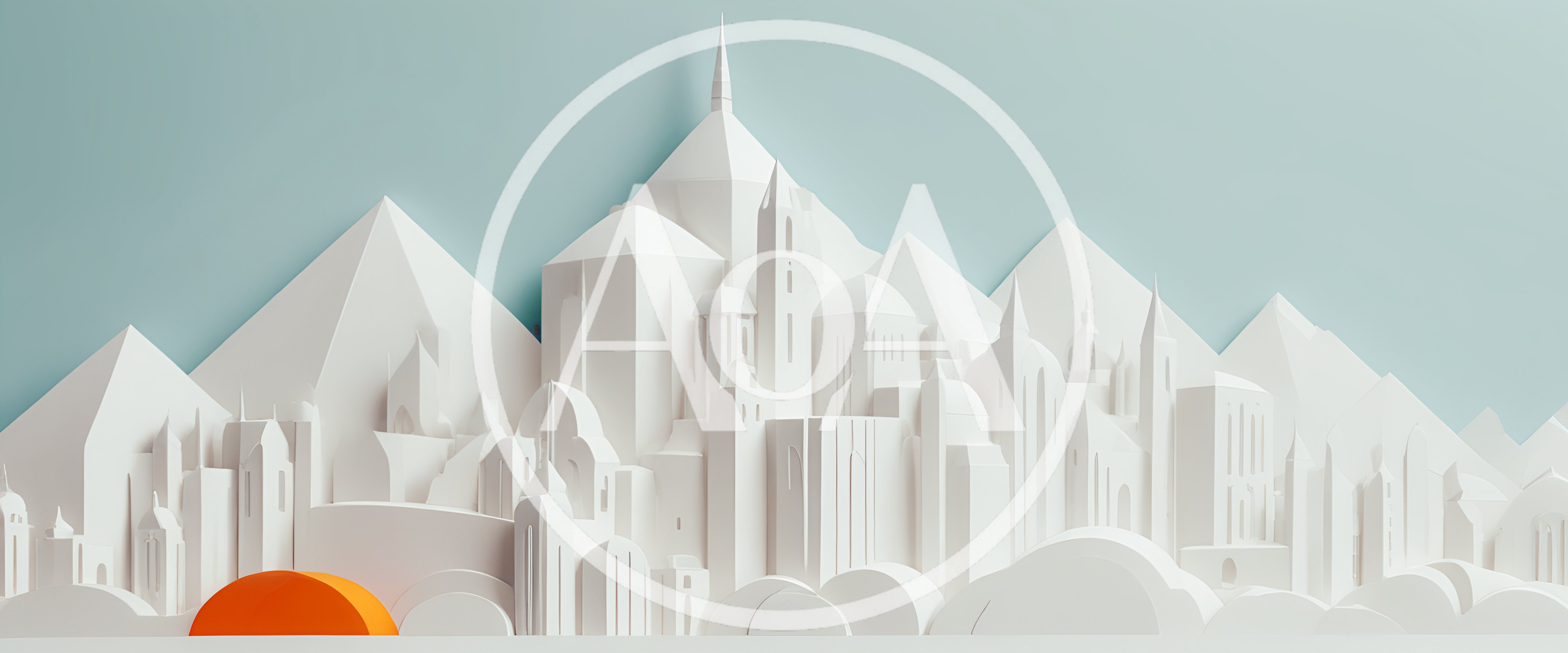 Paper Craft Cityscape With Orange Sun