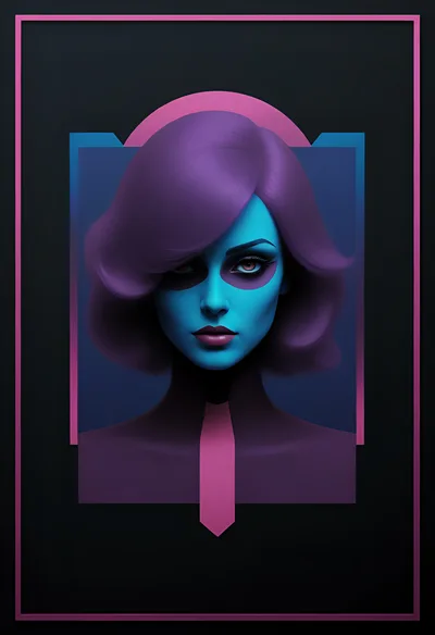 Stylized Portrait Of A Woman With Blue Skin