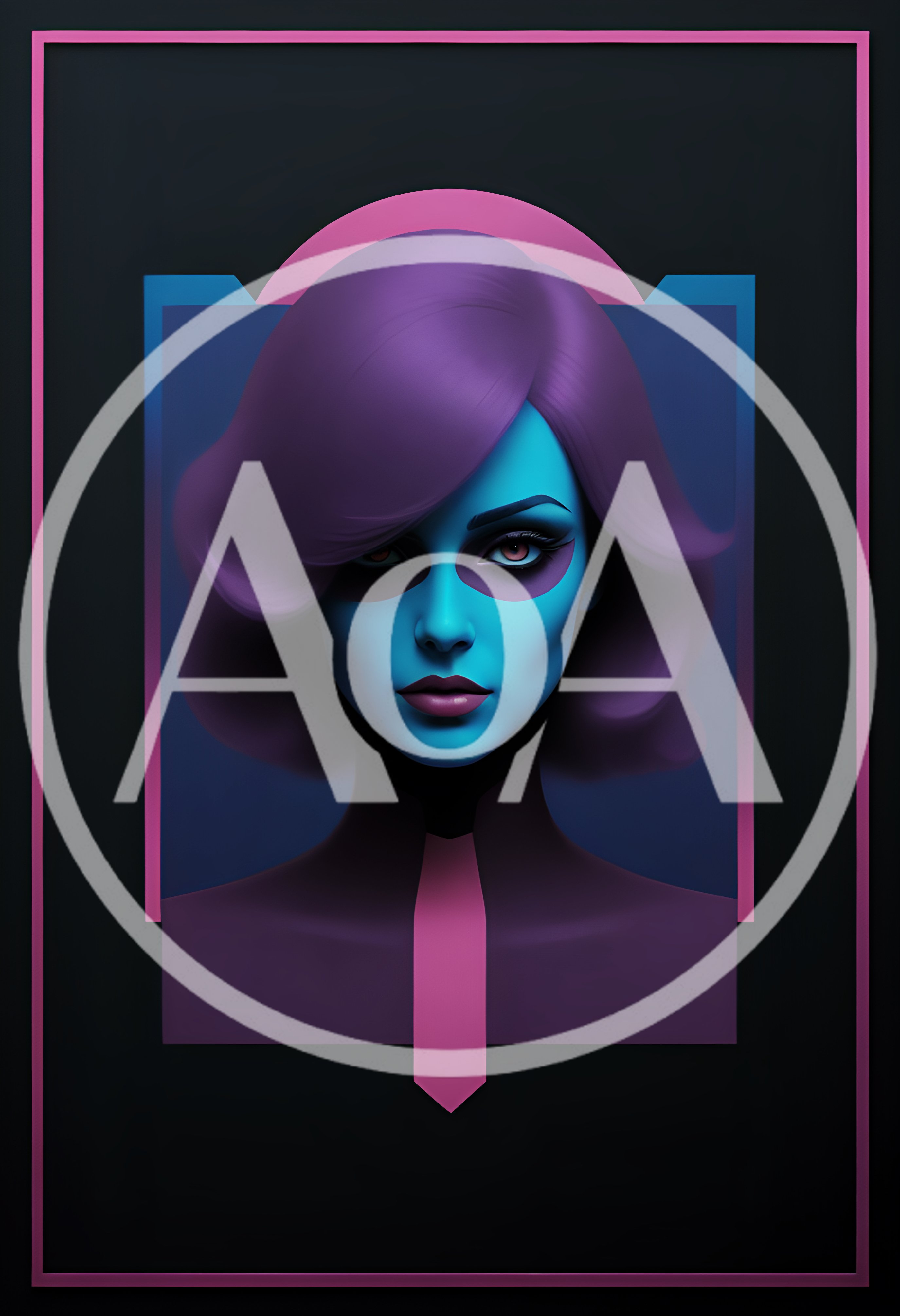 Stylized Portrait Of A Woman With Blue Skin