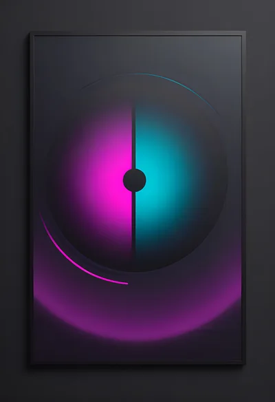 Abstract Neon Circular Graphic Design With Split Lighting