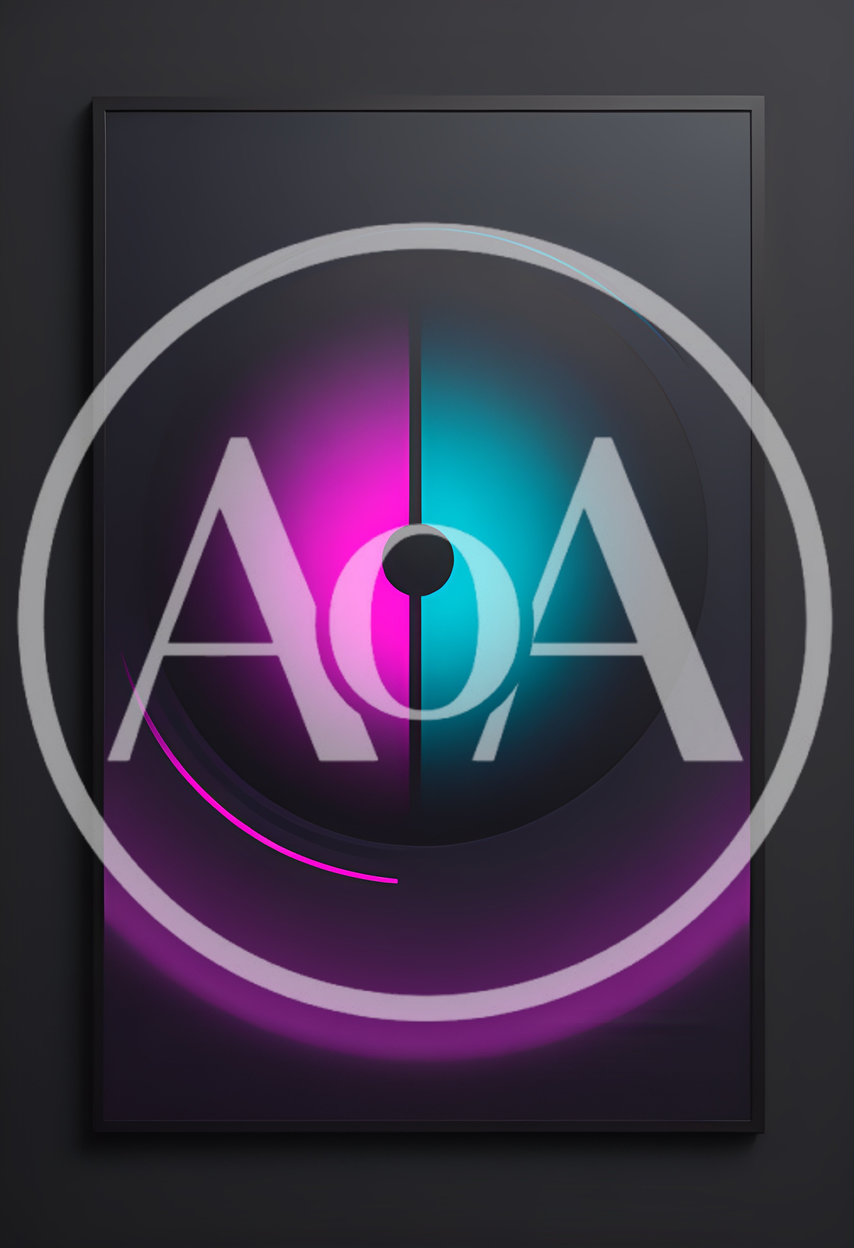 Abstract Neon Circular Graphic Design With Split Lighting