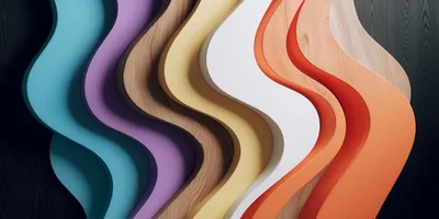 Abstract Wavy Layers With Colorful Wood Textures