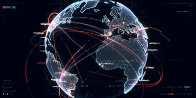 Digital Globe Visualization With Global Data Network Connections