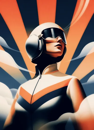 Retro Futuristic Female Pilot Portrait