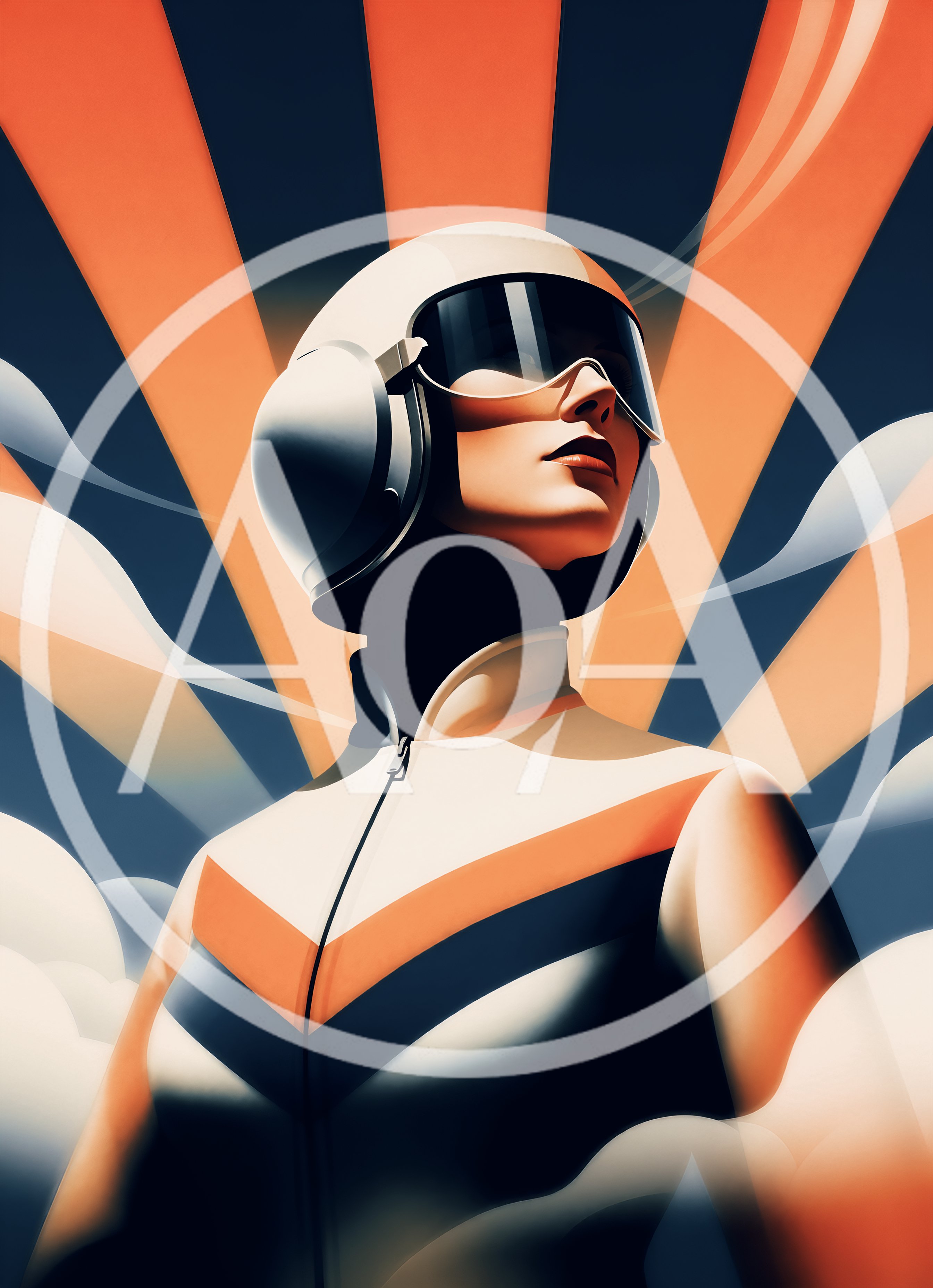 Retro Futuristic Female Pilot Portrait