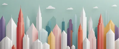 Paper Cutout Style Cityscape Illustration