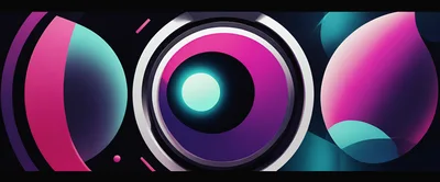 Abstract Geometric Composition With Glowing Neon Circles