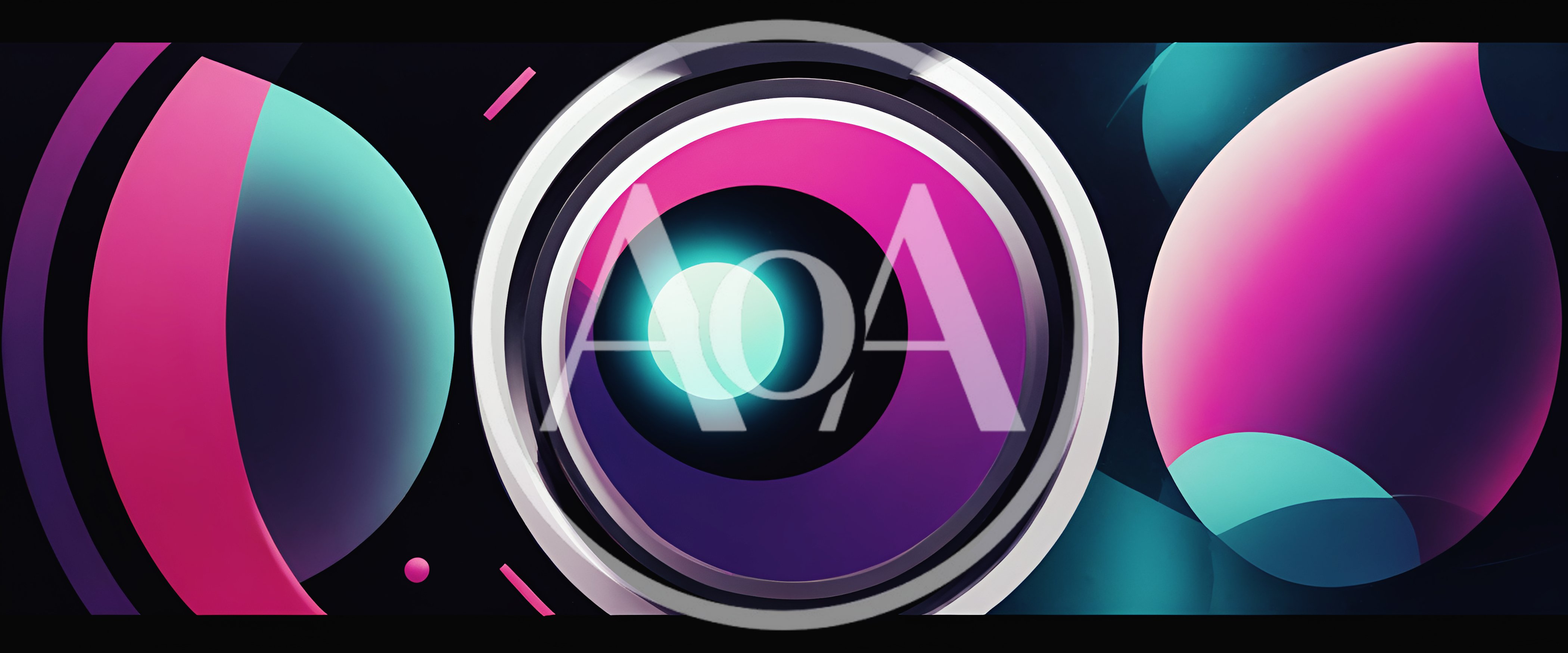 Abstract Geometric Composition With Glowing Neon Circles