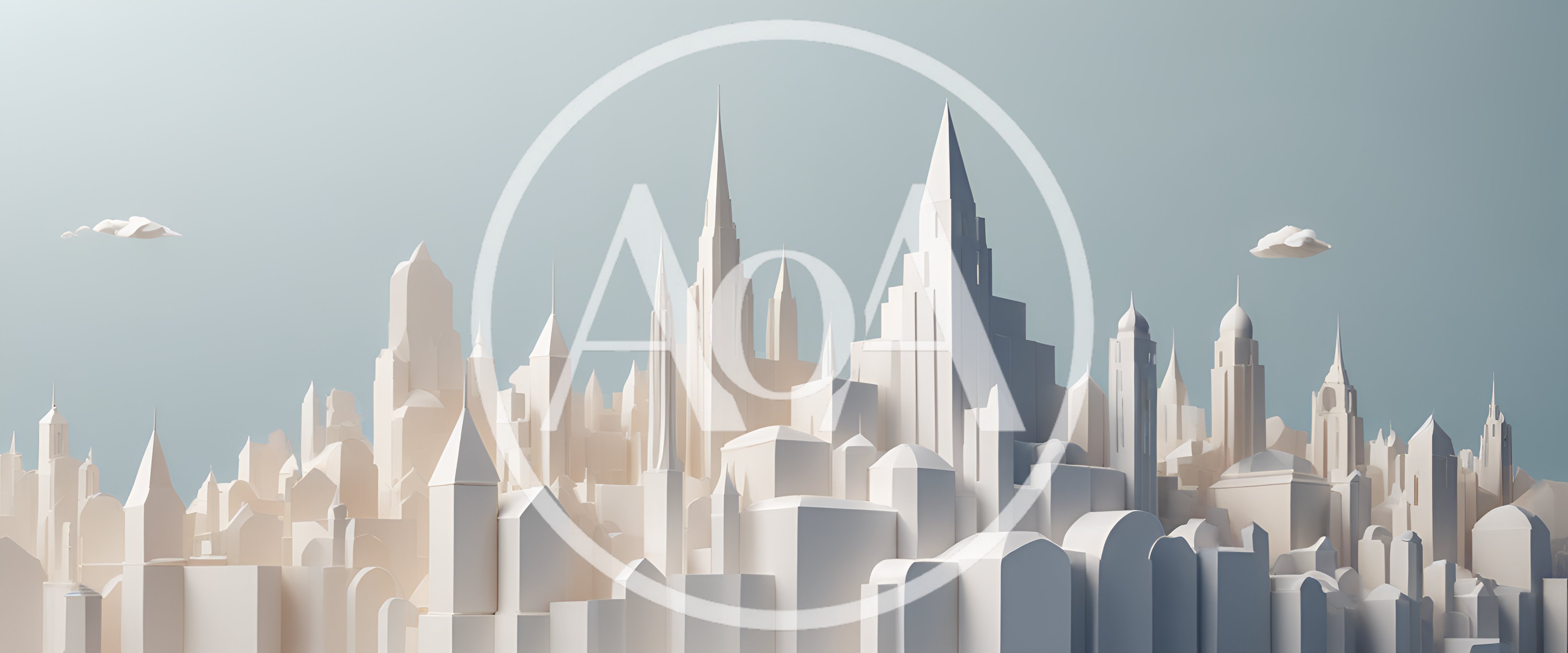 Minimalist 3D Paper Cutout Cityscape Illustration