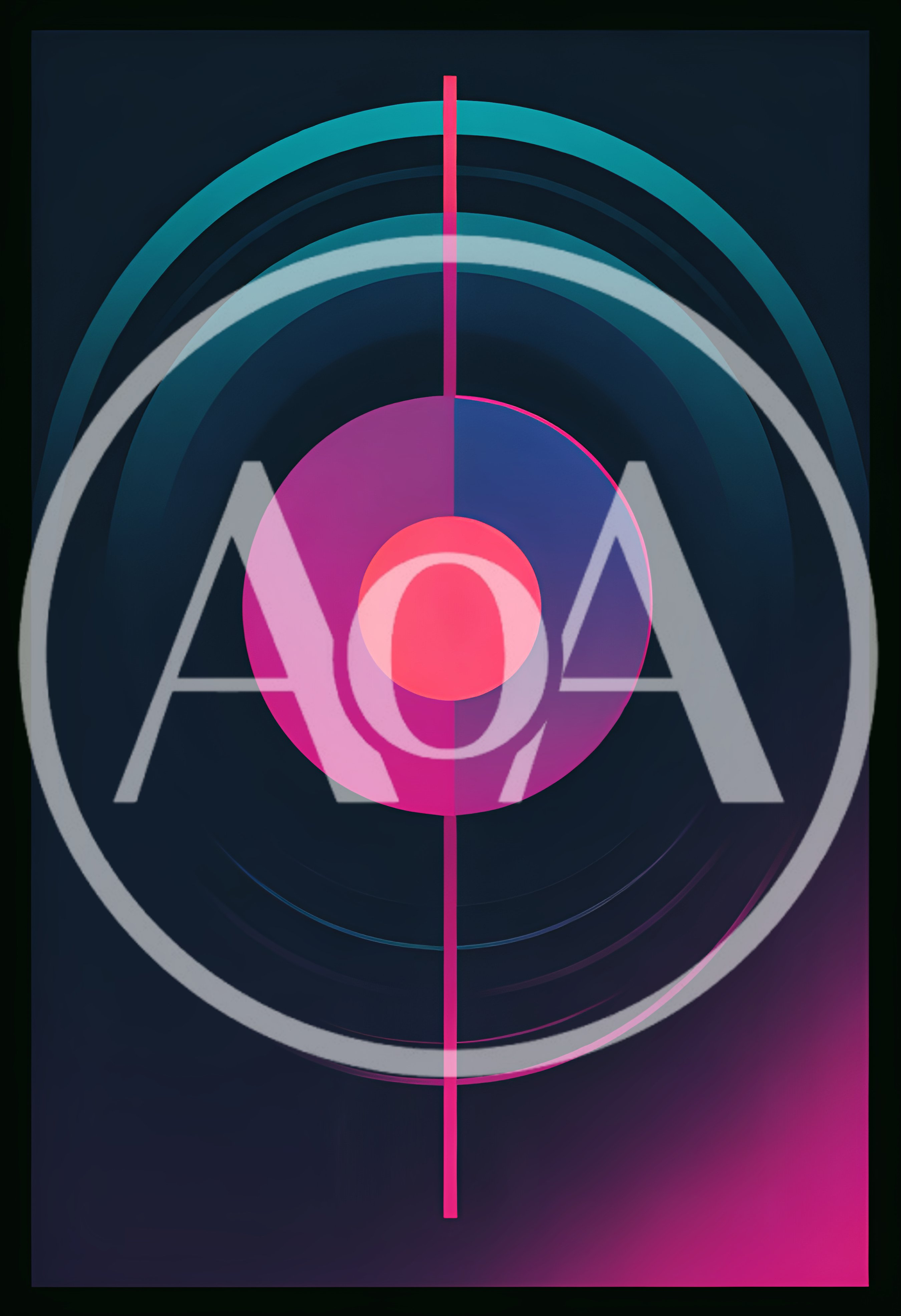 Abstract Minimalist Geometric Design With Neon Circles And Lines