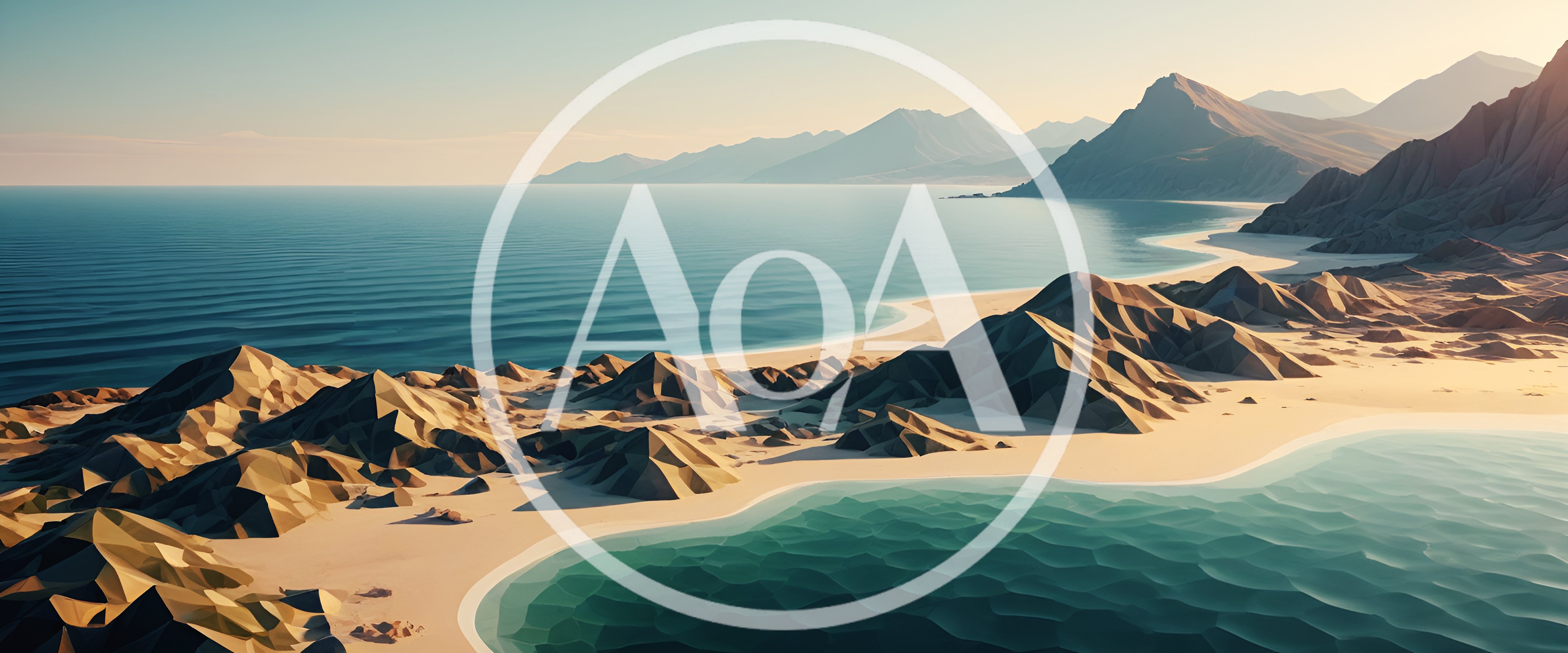 Low Poly Coastal Landscape With Mountains And Ocean