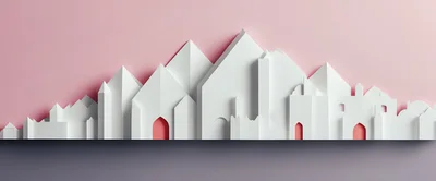 Minimalist Paper Cutout Cityscape Illustration
