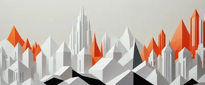 Abstract Paper Craft Cityscape With Geometric Buildings