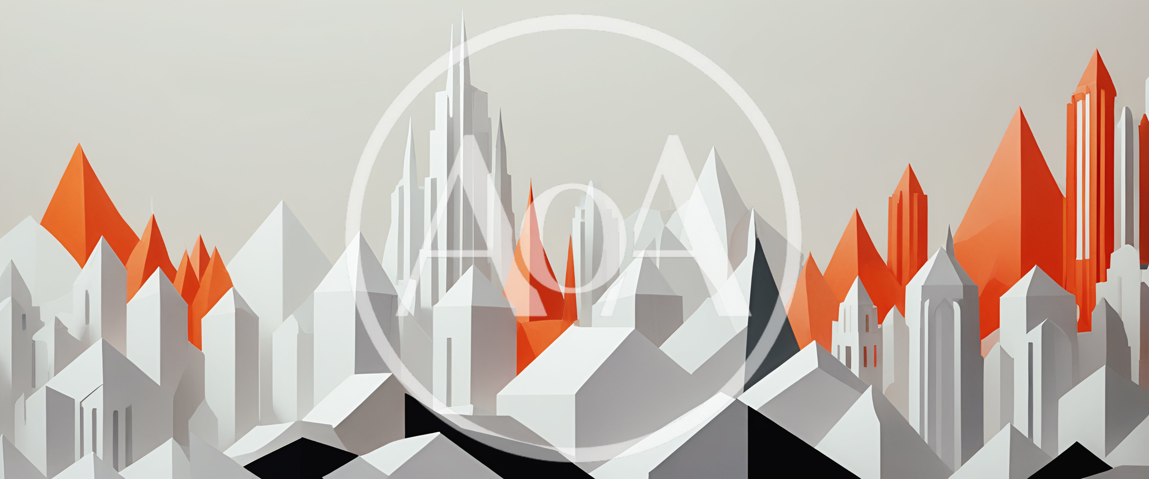 Abstract Paper Craft Cityscape With Geometric Buildings