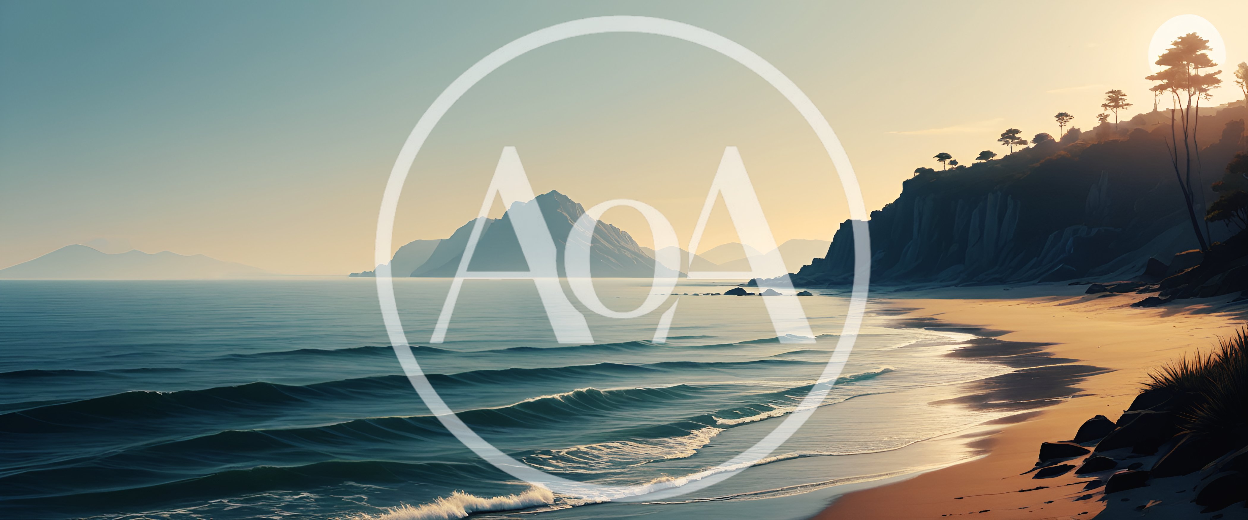 Serene Coastal Landscape With Mountains At Sunset
