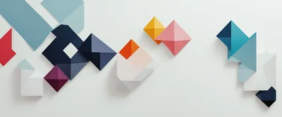 Abstract Geometric Paper Shapes On White Background
