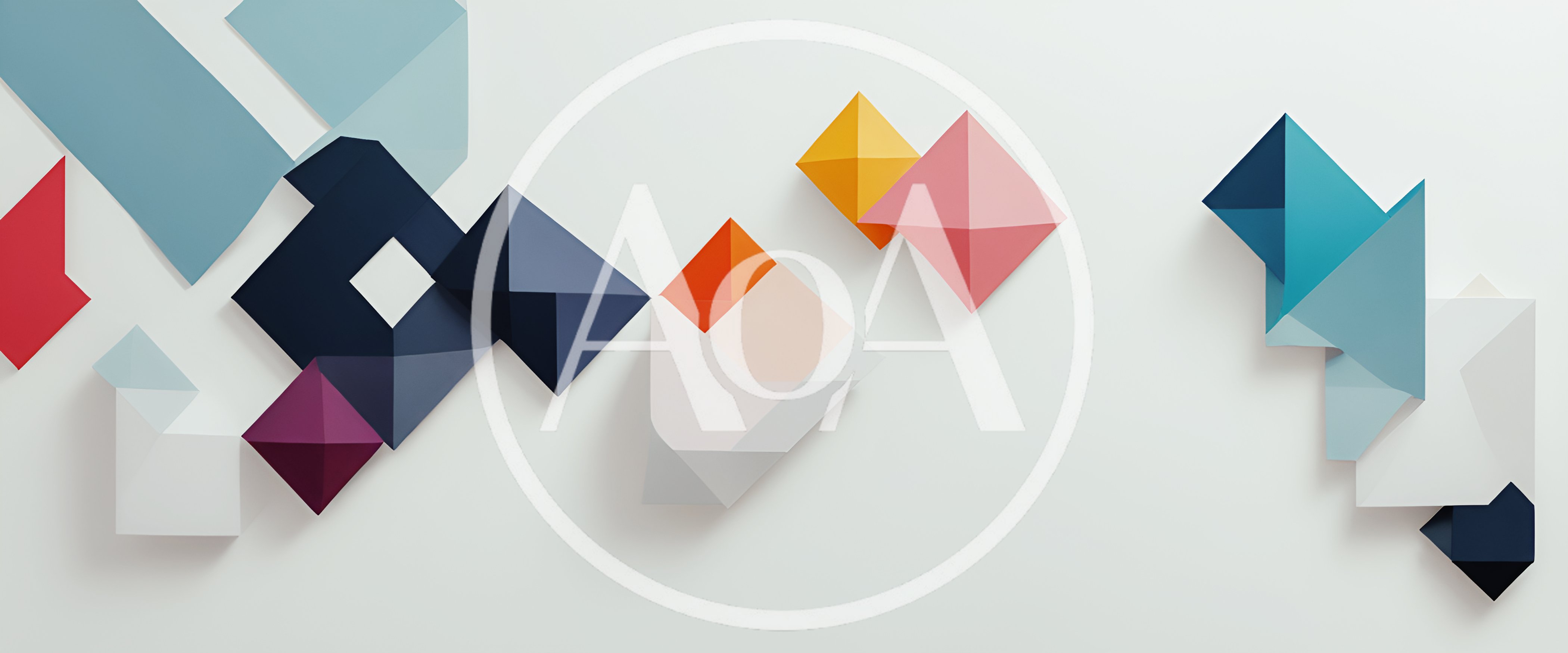 Abstract Geometric Paper Shapes On White Background