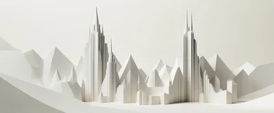 Minimalist White Papercraft Cityscape Architecture