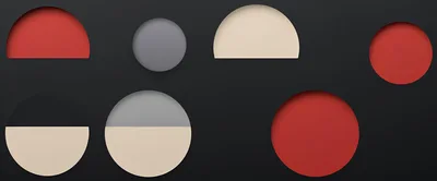 Abstract Geometric Shapes With Red And Beige Circles