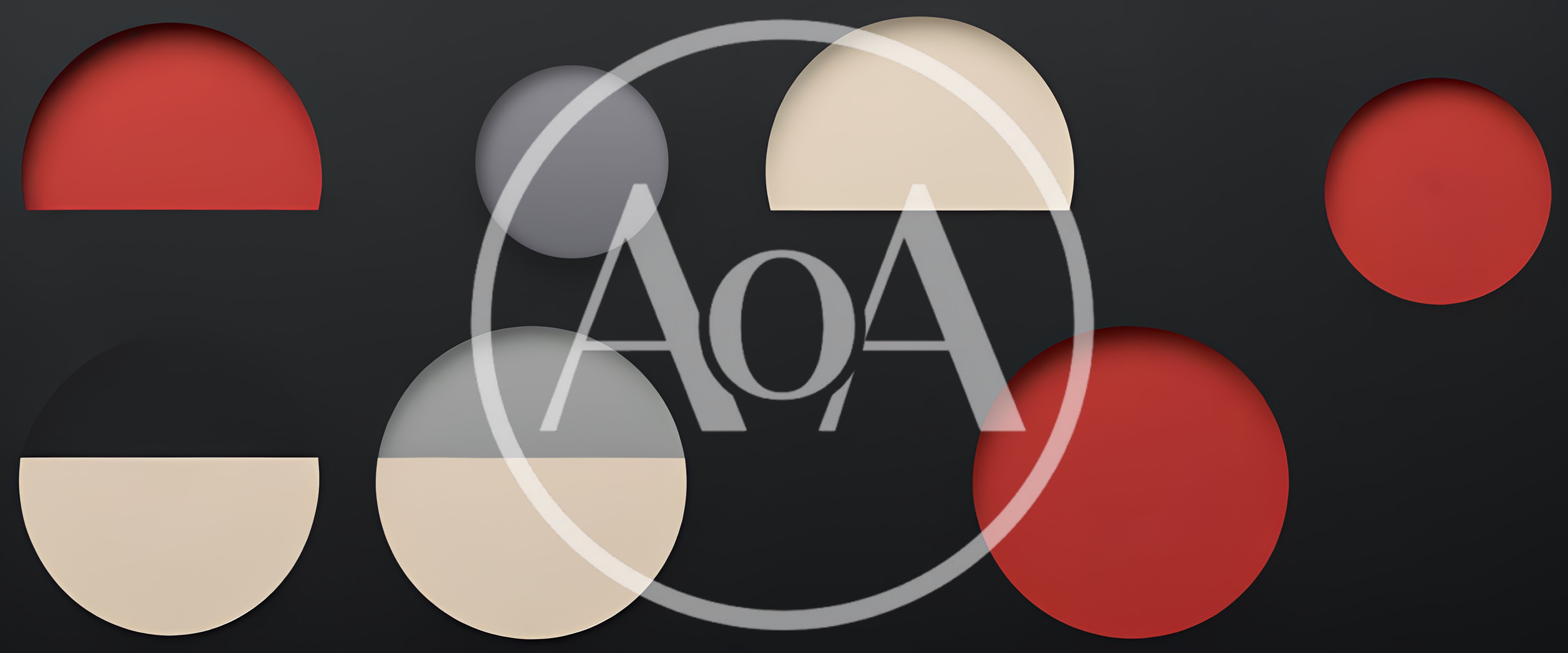 Abstract Geometric Shapes With Red And Beige Circles