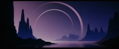 Surreal Alien Landscape With Ringed Planet At Twilight
