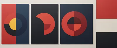 Three Abstract Geometric Art Prints With Minimalist Shapes