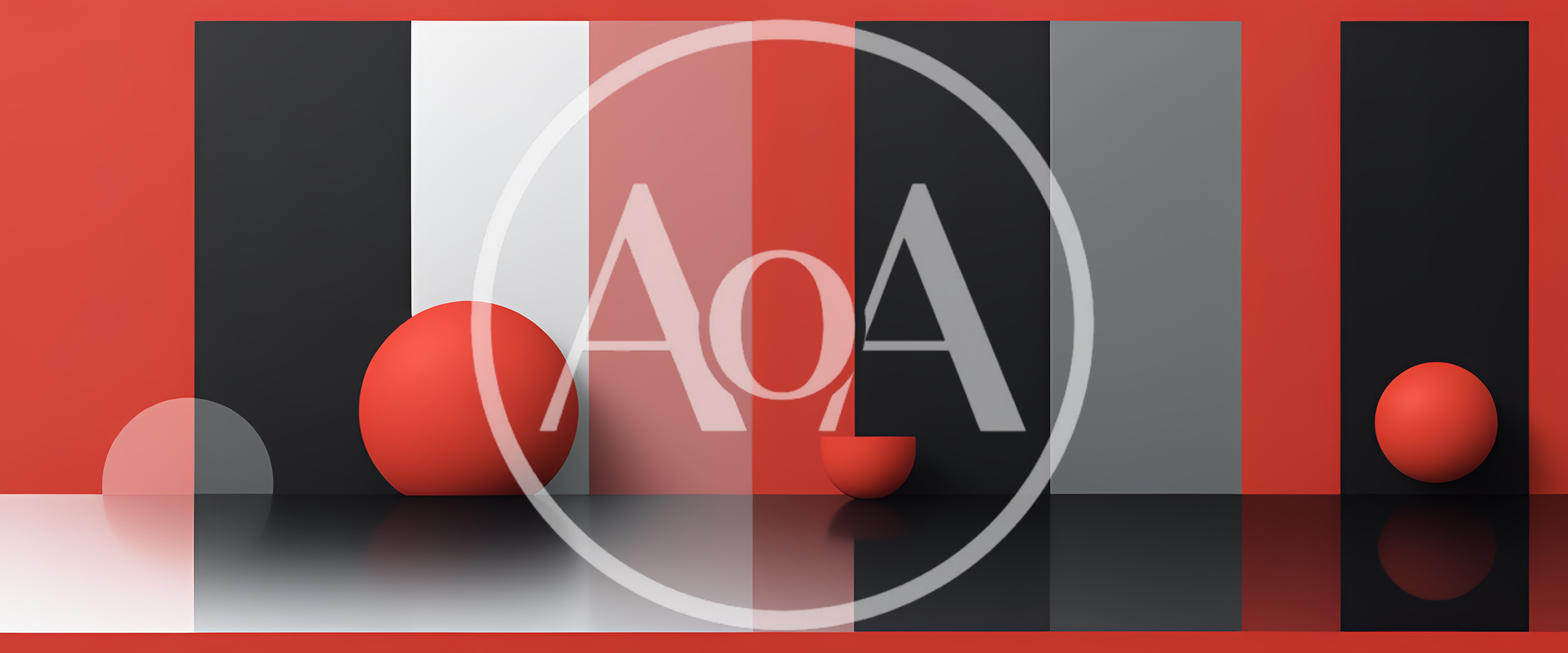 Abstract 3D Composition With Red Spheres And Geometric Shapes