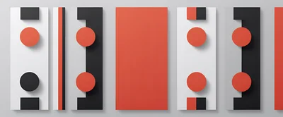 Abstract Geometric Composition With Red And Black Shapes