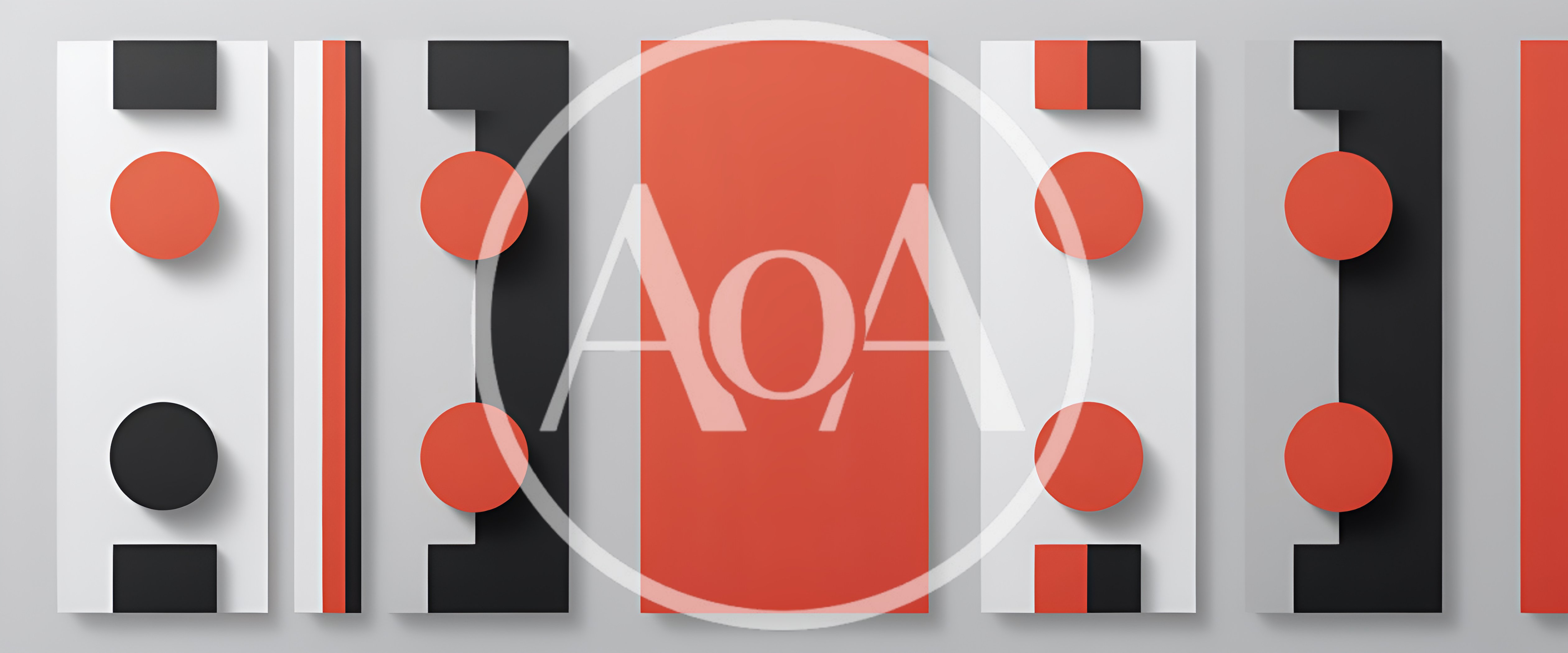 Abstract Geometric Composition With Red And Black Shapes