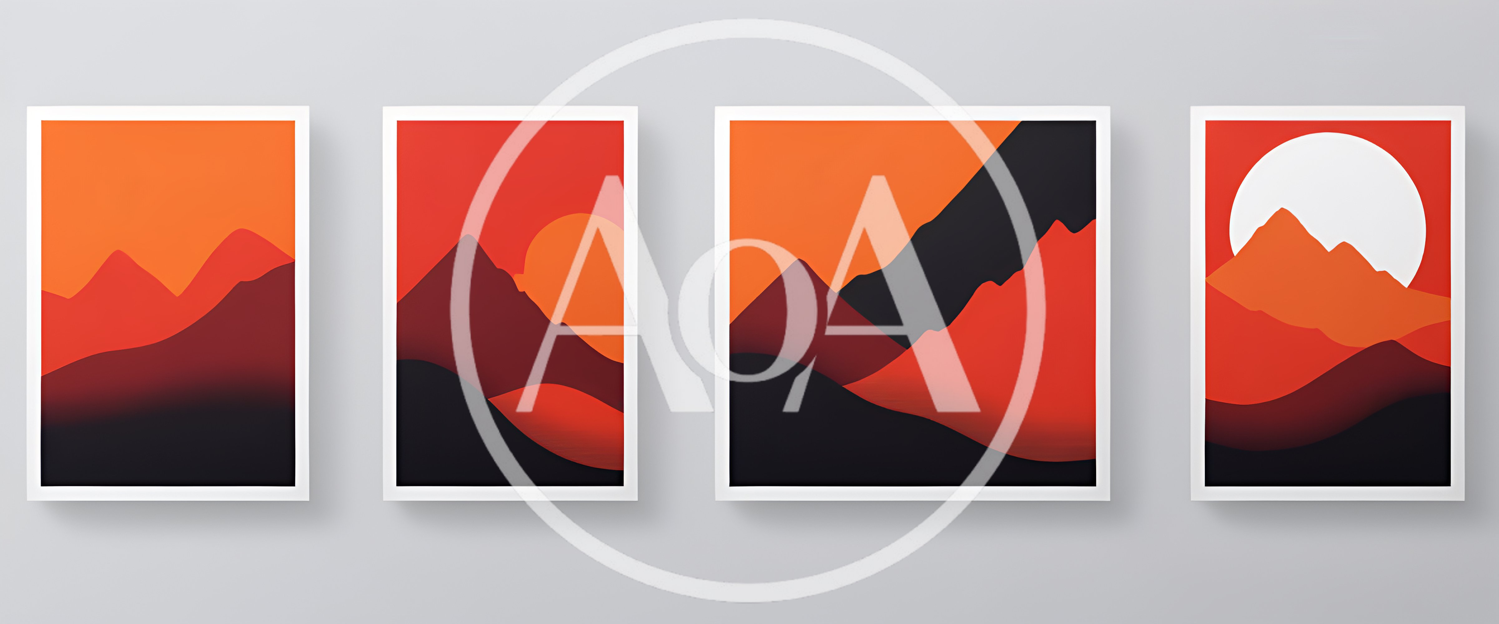 Set Of Four Minimalist Mountain Landscape Art Prints