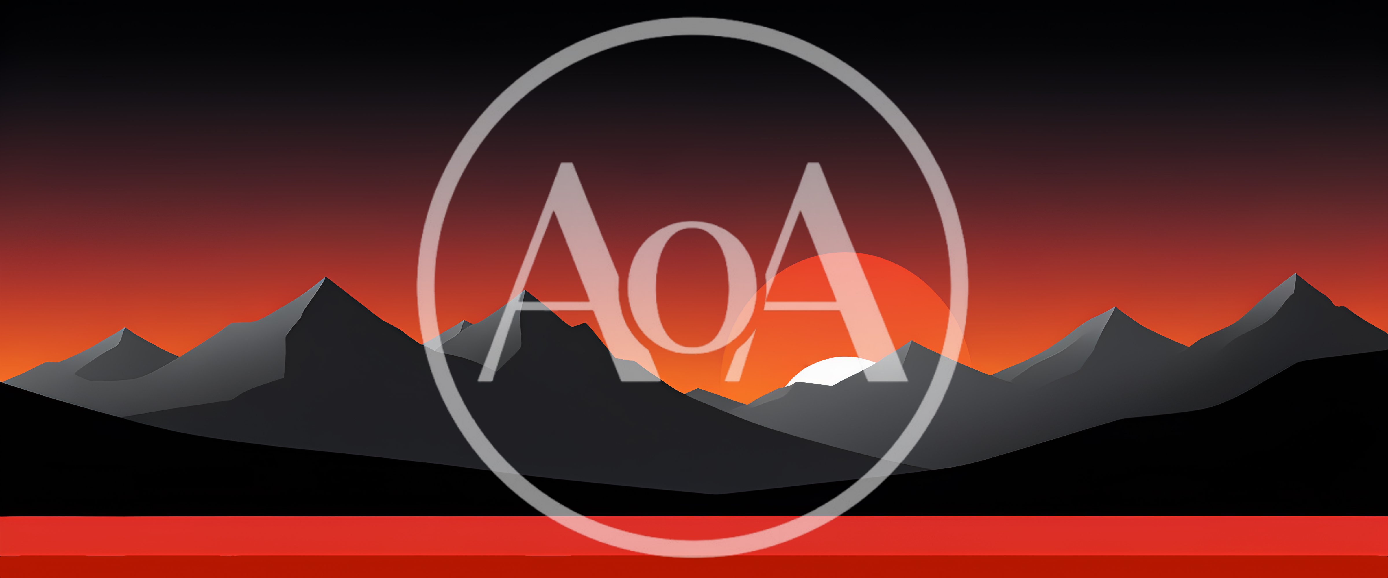 Minimalist Vector Illustration Of Mountains At Sunset
