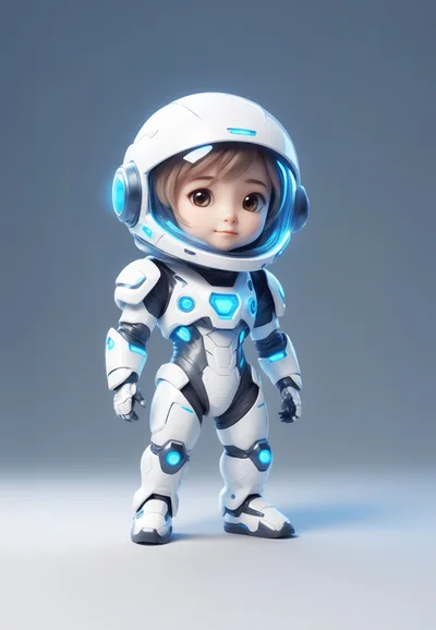 Cute Chibi Astronaut Character In Futuristic Space Suit