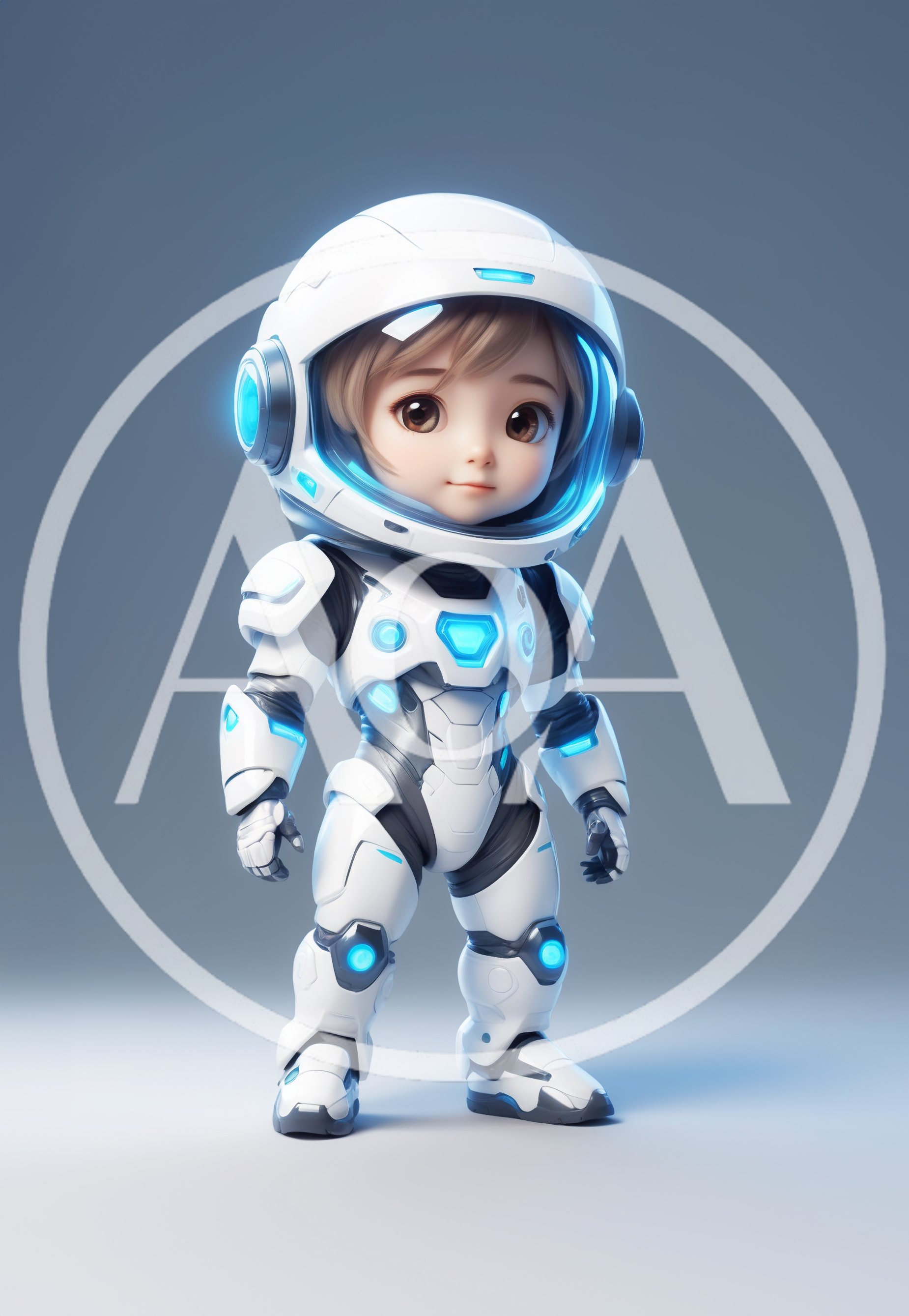 Cute Chibi Astronaut Character In Futuristic Space Suit