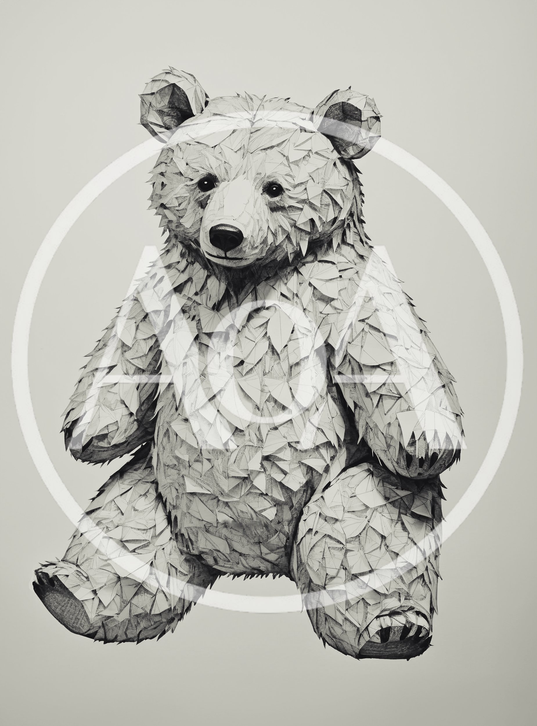 Paper Origami Style Teddy Bear Illustration